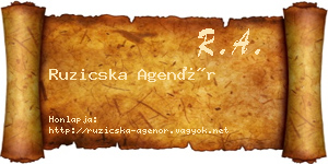 Ruzicska Agenór névjegykártya